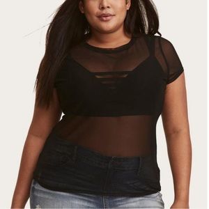 Torrid Black Sheer Short Sleeve Top